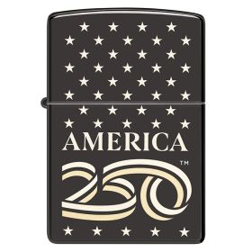 Zippo Windproof Lighter America250™ Laser Two-Tone - High Polish Black