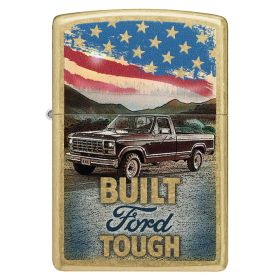 Zippo Windproof Lighter Ford Built Tough Color Image - Street Brass