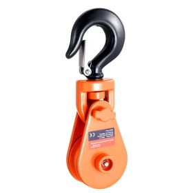 2 Ton Snatch Block with Swivel Hook, 3" Sheave 3/8" Inch Wire Rope