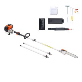 Gas Pole Saw, 43CC 2 Stroke Gas Powered Pole Saws with 12 in Cutting Bar, Cordless Tree Trimmer with Rotatable Head, 7.1 to 12 ft Extendable