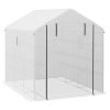 Spacious Portable Greenhouse with Mesh Door, Shelves, and Plant Labels - 8x6 ft, White
