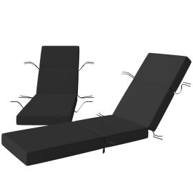 Set of 2 Chaise Lounge Cushion, 4" Thick Outdoor Lounge Chair Cushions with Ties for Patio, 21" x 72â€¯", Gray