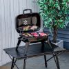 14" Portable Charcoal Grill, Tabletop Outdoor Small Grill with Heat Preservation Net, Venting System, Foldable Legs