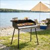 Portable Charcoal Grill Featuring Detachable Legs Adjustable Grate And Includes Carrying Bag for Easy Transport