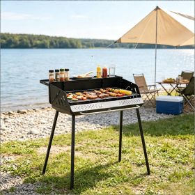 Portable Charcoal Grill Featuring Detachable Legs Adjustable Grate And Includes Carrying Bag for Easy Transport