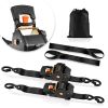 Retractable Ratchet Straps, 2 in x 10 ft, Tie Down Straps with S Hooks, 3033 lbs Break Strength, 2 Soft Loops, Tie Down Ratcheting for Moving