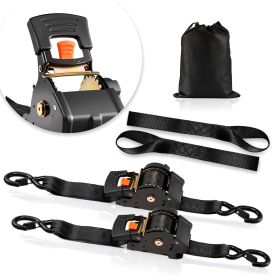 Retractable Ratchet Straps, 2 in x 10 ft, Tie Down Straps with S Hooks, 3033 lbs Break Strength, 2 Soft Loops, Tie Down Ratcheting for Moving