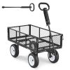 Garden Cart, 900 LBS, Heavy Duty Steel Yard and Garden Utility Wagon with 10-Inch Tires, Outdoor Gardening Stool with Adjustable Handle
