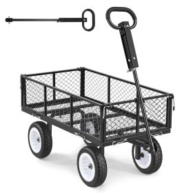 Garden Cart, 900 LBS, Heavy Duty Steel Yard and Garden Utility Wagon with 10-Inch Tires, Outdoor Gardening Stool with Adjustable Handle
