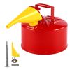 Safety Gas Can, 2.5 Gallon Type I Red Safety Can for Gasoline with Stainless Steel Flame Arrester, Self-Closing Lid, and PE Funnel