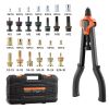 Rivet Nut Tool Kit, 17-Inch Rivnut Tool Kit, with 13 Mandrels and 130 Nuts, Metric and SAE Size M3, M4, M5, M6, M8, M10, M12, 1/2-13, 8-32, 10-24