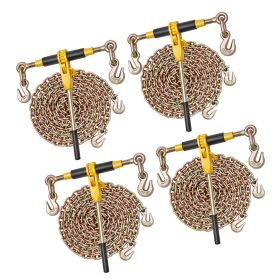 Ratchet Chain Binder, 5/16 in x 12.8 ft G80 Chains, 8000 lbs Working Load of Ratchet Load Binder, Chains and Binders Set