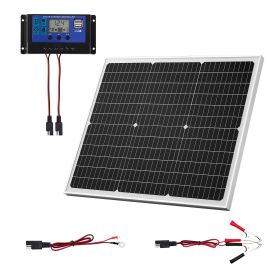 50W 12V Solar Battery Charger Maintainer, Mono Solar Panel Trickle Battery Charger with Upgraded MPPT Controller