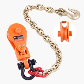 2 Ton Snatch Block with G80 Chain, Swivel Shackle, 3" Sheave for 3/8" Wire Rope