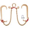 V Bridle Chain, 5/16 in x 2 ft Bridle Tow Chain, Grade 80 V-Bridle Transport Chain, 9260 Lbs Break Strength with TJ Hooks and Crab Hooks