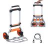 Folding Hand Truck, 275 lbs Load Capacity, Aluminum Portable Cart, Convertible Hand Truck and Dolly with Telescoping Handle and PP+TPR Wheels