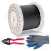 Wire Rope Kit, 1/8" 500 ft 316 Stainless Steel Cable with Cutter and Gloves, 1600 lbs Breaking Strength