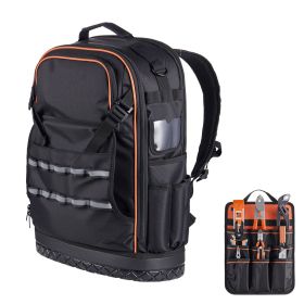 Tool Backpack, 65 Pockets, Heavy-duty Tools Storage Organizer Work Bags with Laptop Compartment & Molded Base