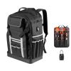 Tool Backpack, 56 Pockets, Heavy-duty Tools Storage Organizer Bags with Molded Base, Electrician Jobsite Backpack for Construction Jobsite