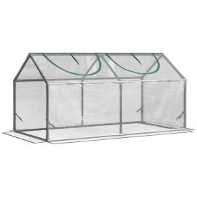 4' x 2' x 2' Portable Mini Greenhouse, Small Green House with PVC Cover, Roll-up Zippered Windows for Indoor, Outdoor Garden, Clear