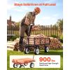 Garden Cart, 900 LBS, Heavy Duty Steel Yard and Garden Utility Wagon with 10-Inch Tires, Outdoor Gardening Stool with Adjustable Handle