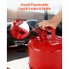 Safety Gas Can, 2.5 Gallon Type I Red Safety Can for Gasoline with Stainless Steel Flame Arrester, Self-Closing Lid, and PE Funnel