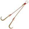 V Bridle Chain, 5/16 in x 2 ft Bridle Tow Chain, Grade 80 V-Bridle Transport Chain, 9260 Lbs Break Strength with TJ Hooks and Crab Hooks