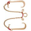 V Bridle Chain, 5/16 in x 2 ft Bridle Tow Chain, Grade 80 V-Bridle Transport Chain, 9260 Lbs Break Strength with TJ Hooks and Crab Hooks