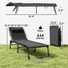 Folding Chaise Lounge Pool Chair with 4-Position Reclining Back, Pillow, Breathable Mesh & Bungee Seat, Black