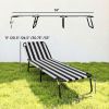 Portable Folding Adjustable Sun Beach Lounger / Camping Cot - Black and White