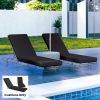 Set of 2 Chaise Lounge Cushion, 4" Thick Outdoor Lounge Chair Cushions with Ties for Patio, 21" x 72â€¯", Gray