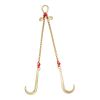 G80 V Bridle Chain, 5/16" x 2' Towing Chain Bridle with 15" J Hooks and Grab Hooks