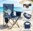 Folding Camping Chair Mesh Backrest  Metal Frame with Carrying Bag Outdoor Portable Reclining Camp Seat
