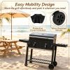 Large Charcoal Grill Portable with Lifting Charcoal Trays Folding Tables And Wheels for Outdoor Cooking BBQ