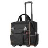 Rolling Tool Bag, 110 lbs Load Capacity, 25 Pockets Heavy Duty Roller Tool Bag on Wheels, Adjustable Telescoping Handle & Stable Base