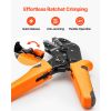 Crimping Tool, 24-12 AWG Ratcheting Wire Crimper Tool, Labor-Saving Electrical Terminal Crimp Pliers with Clear Metric & AWG Markings, Quick Release