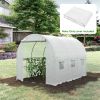 9.8' x 6.6' x 6.6' Plastic Greenhouse Cover Replacement, Heavy Duty Waterproof Tarp for Hoop House, Sheeting with 6 Windows, Door & Reinforcement Grid