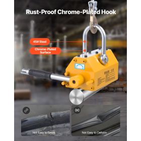 Permanent Magnetic Lifter, 1320 lbs Pulling Capacity, Heavy Duty N42 Neodymium Lifting Magnet with Release Handle and Steel Hook
