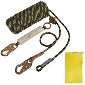 Vertical Lifeline Assembly, 0.55'' x 100' Fall Protection Rope with 30 KN Breaking Tension, Polyester Roofing Rope with Steel Snap Hooks, Rope Gr