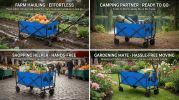 680LBS Heavy Duty Folding Wagon Cart, All-Terrain Collapsible Utility Wagon with Extra Large Capacity, Compact Foldable Pull Cart for Camping
