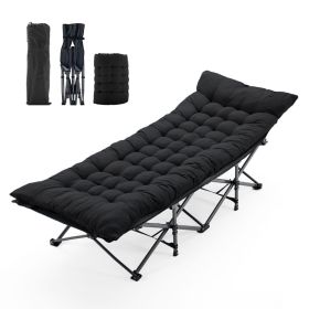 Foldable Camping Bed With Mattress, Sturdy And Durable Folding Bed (Colors: Black)