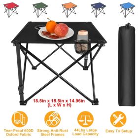 1Pc-2Pcs Options - Foldable Camping Table Portable Picnic Table Lightweight Travel Desk With 2 Cup Holders Carrying Bag (Colors: 1Pc-Black)