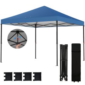 10 x 10 ft Pop Up Canopy Tent with One Push Setup, Outdoor Portable Instant Canopy Shelter w/ Roller Bag, Dark Blue (Colors: Dark Blue-1210x205x220 mm)