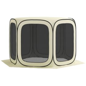 11 x 11ft Pop Up Screen Tent, UPF50+ Portable Camping Gazebo Screen House with Carry Bag, Beige (Colors: Beige-760x760x80 mm)