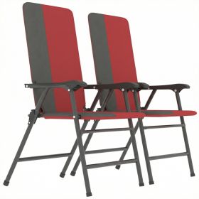 Folding Patio Chairs Set of 2, Padded High Back Lawn Camping Chairs with Armrests, 600D Oxford Fabric, Red (Colors: Red-1040x180x630 mm)