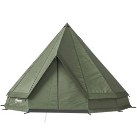 Teepee Tent Waterproof Camping Tent with Stove Jack for 4-6 People for Outdoor Camping Hiking Army Green (Colors: Green-250x250x730 mm)