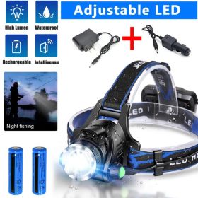 Rechargeabl LED Headlight Headlamp Head Torch Flashlight Work Light Camping Lamp (Colors: 1set)