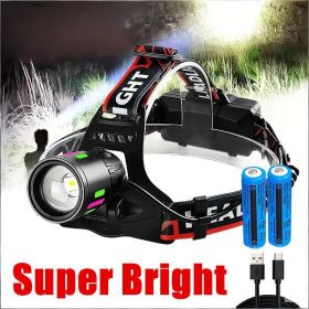 3Modes Tail Warning Rechargeable LED Headlamp Headlight Zoomable Lamp Flashlight (Colors: 1pc)