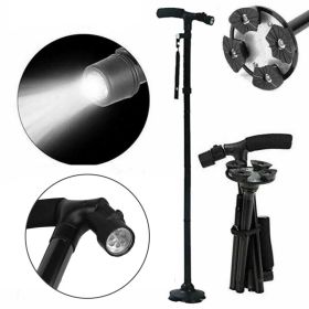 LED Walking Stick Cane Safety All Terrain Pivoting Base Folding Cane Travel (Colors: 1pc)