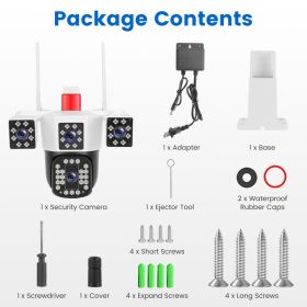1080P HD 4-Lens Security Camera 360 Degree View WiFi Pan & Tilt Surveillance Camera With Full Color Night Vision Auto Motion Tracking 2-Way Audio (Colors: White)